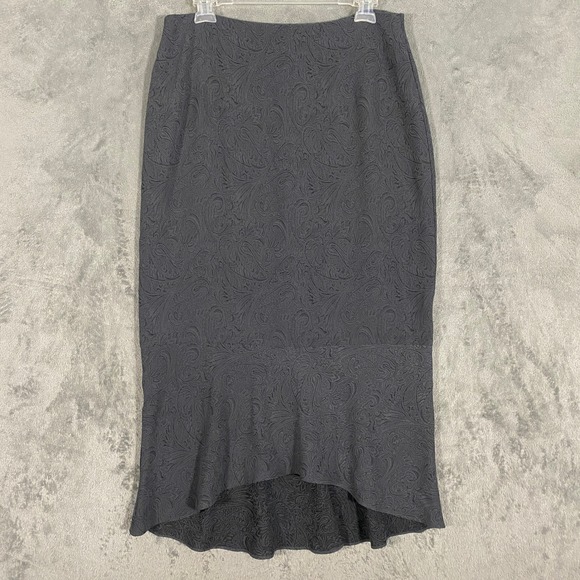 Tailor by B. Moss Dresses & Skirts - Tailor B. Moss Skirt Sz 10 Grey Paisley Jacquard High Low Mermaid Ruffle Midi